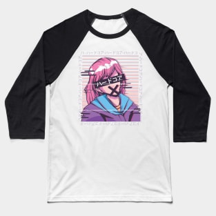 Glitched Anime Girl Baseball T-Shirt